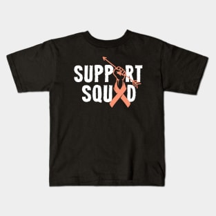 Support Squad Uterine Cancer Awareness Endometrial peach Ribbon Kids T-Shirt